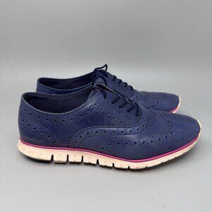 Cole Haan Womens 7B Zerogrand Wing Oxford Blue Leather/Pink Midsole W24574